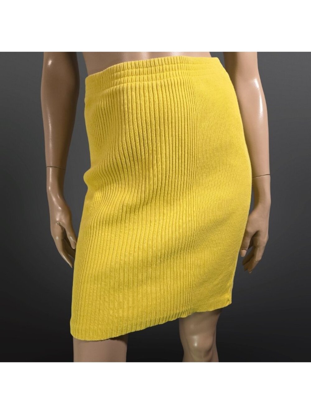 Vintage 70s 80s Cacharel Paris Yellow Rib Knit Cotton Mini Skirt Size S/M Italy